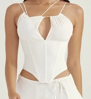 HOUSE OF CB Orla White Chiffon Strappy Corset thumbnail 1
