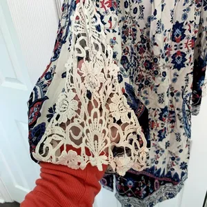 Altar'd State White‎ Blue Floral Cold Shoulder Dress Women's Size XS thumbnail 3
