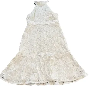 NWT Lulus Song of the Night‎ White Lace Trumpet Hem Halter Dress Size LARGE thumbnail 5
