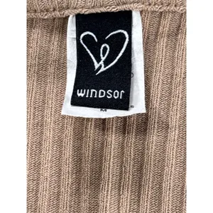 Windsor Wrap Top Ribbed Long Sleeve Tie Front Crop Top Beige Size M thumbnail 9