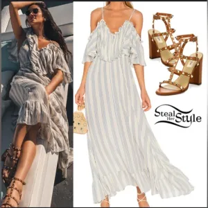 MISA Los Angeles Augustina Striped Midi Dress blue and white‎ size XS thumbnail 2