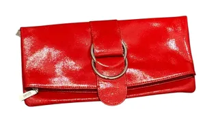 Hobo International Red Patent Leather Fold Over Clutch thumbnail 1