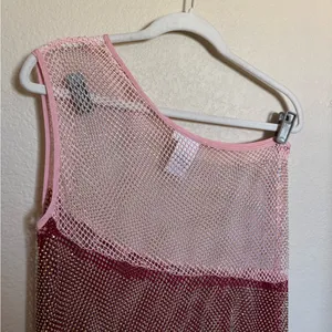 Queen of Sparkles beaded Mesh One Shoulder Asymmetrical‎ Swim Coverup Sz M thumbnail 6