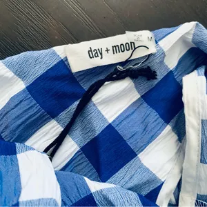 Lulus NWOT Day & Moon Boutique Brand White/Blue Checker Gingham Print Romper | Size: M thumbnail 10