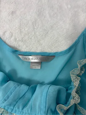 Victoria's Secret Y2K Vintage Sheer‎ Aqua Lace Trim Babydoll Chemise Brief Set thumbnail 10