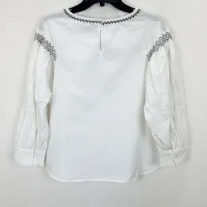 Madewell Embroidered Poplin Balloon Sleeve Top Blouse Cotton White Medium NWT thumbnail 13