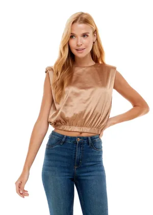 The Clothing Exchange | NWOT | Satin Muscle Top | S | Bronze | CT7484 thumbnail 1