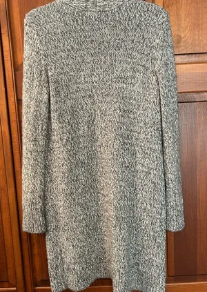 Apt. 9 Silver/Gray Knit Sweater long sleeve open front Holiday sparkle size M thumbnail 1