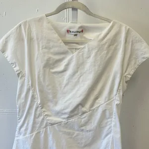 Le Sarte Pettegole White Cotton Blend V-Neck Wrap Blouse‎ Made in Italy Size 46 thumbnail 3