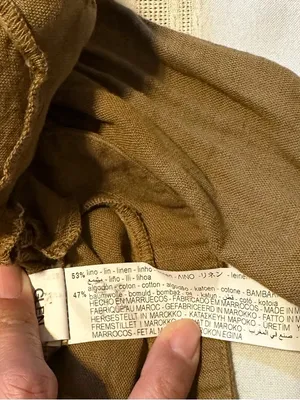 Zara Linen and Cotton Olive-Green Surplice Romper with Smocked Waist Size XS thumbnail 14