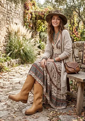 NY&C mid-calf western-style boots women’s western chic , bohemian size 8.5 thumbnail 1