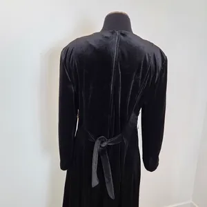 Vintage Ultra Dress New York Black Velvet Maxi Dress Lace Trim Grandma 90s 12 thumbnail 6