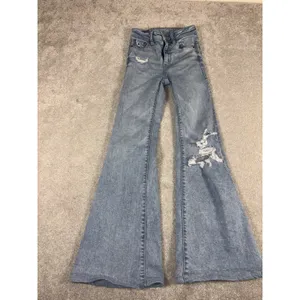 American Eagle‎ Jeans Womens 000 Short Light Wash Super Hi-Rise Flare Distressed thumbnail 2