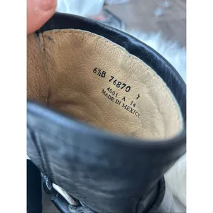Frye Women's Phillip Harness Boots 6.5 B Black Leather Ankle Zip Motorcycle thumbnail 4