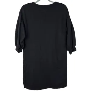 PACT Black Organic Cotton Essential Puff Sleeve Sweatshirt Dress S Pockets thumbnail 6