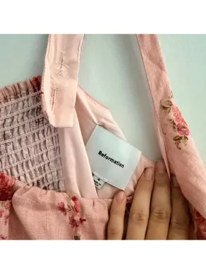 Reformation Bailia Linen Dress in Tea Time Pink thumbnail 6