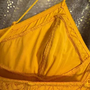 Free People Light Me Up Golden Yellow Floral Lace Slip Bodycon Dress Large thumbnail 8
