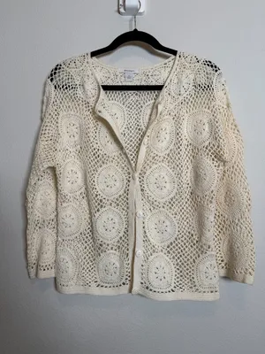 Cream Knit Cardigan thumbnail 6