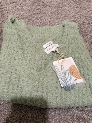 Cottagecore Sage Green Fuzzy Knit Tank Top Blu Pepper Cozy Life Size L NWT thumbnail 3