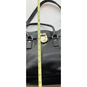 Vintage Michael Kors Carine Pebbled Leather Satchel Black Tote Shoulder Bag thumbnail 9