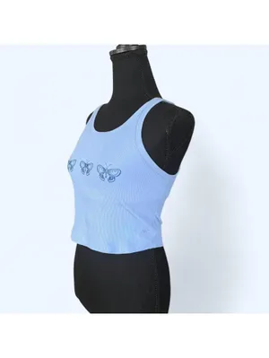 Vintage Y2K Victoria’s Secret Pink Blue Butterfly Tank Top Medium 🦋 thumbnail 5