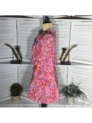 Misa Los Angeles chiffon babydoll floral mini dress Angel sleeves boho Fairy XS thumbnail 5