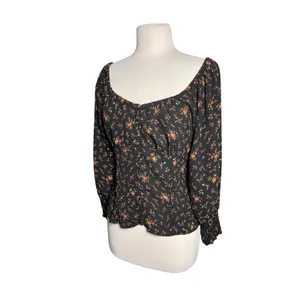 MADEWELL Women’s Kristie Sweetheart Black Floral 3/4 Sleeve Top thumbnail 4