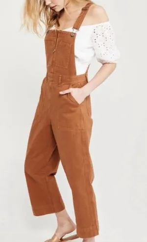 Abercrombie & Fitch Utility Overalls Brown Wide Leg Size S thumbnail 1