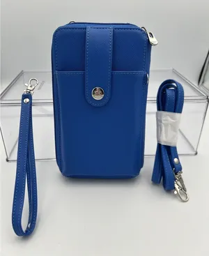 Blue Crossbody Wallet Purse Phone Holder RFID Zipper Credit Card Money NWOT thumbnail 1