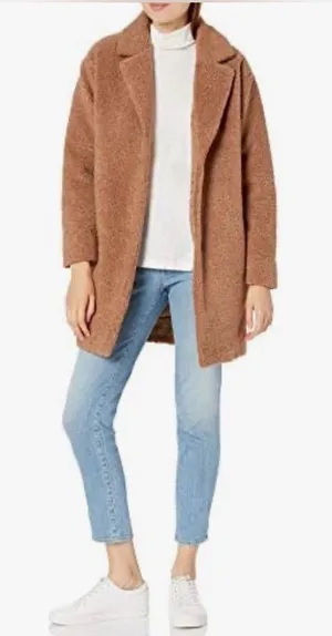 Relaxed Teddy Coat in Camel Brown thumbnail 1
