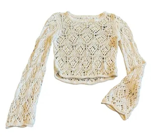 Aeropostale Aero Pullover Loose-Weave Sweater Cream Stretch Size Medium Women's thumbnail 1