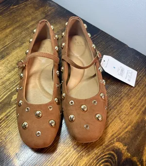 Time And Tru Brown Studded‎ Mary Jane Flays Size 6 thumbnail 1