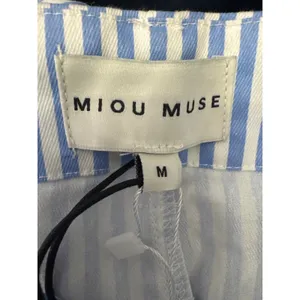 Miou Muse Blue White Striped High Rise Wide Leg Pants New Size Medium thumbnail 3