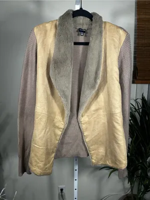 Saks 5th Avenue S95. Blue Women's Faux Shearling Open Front Jacket thumbnail 2