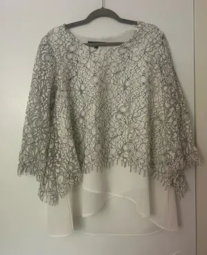 Lace overlay blouse White Size L thumbnail 1