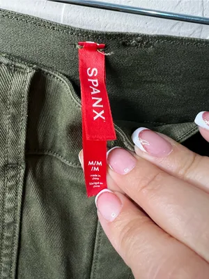 Spanx Stretch Twill Shaping Sage Green Utility Cargo Ankle Pants thumbnail 5