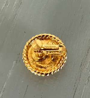 Napier Vintage Clip On Screw Back Earrings Gold Tone Rope Frame Blue Cabochons thumbnail 4