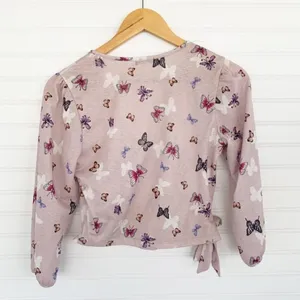 Luna Moon Pink Butterfly Wrap Quarter Sleep Top Blouse‎ Size S thumbnail 2