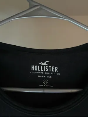 Hollister Black Short-Sleeve Crop Tee with Side Tie thumbnail 2
