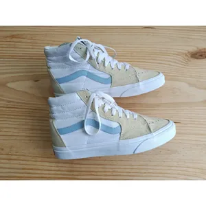 Vans Sk8-Hi High Top Sneakers Men's 6.5 Women's 8 Beige Blue Canvas Skate Shoes thumbnail 7