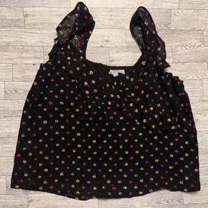 LOFT Shimmer Metallic Polka Dot Ruffle Sleeveless Top Women’s Size‎ Petite Large thumbnail 2