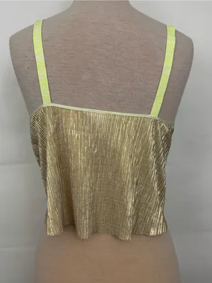 Victoria’s Secret Logo Straps shine gold crop camo pleated tank size S thumbnail 3
