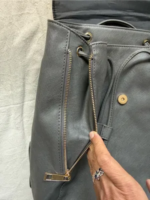 Women’s Gray Backpack Purse with Gold Accent thumbnail 5