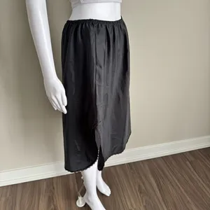 Vintage Warners Lace Half Slip Satin Black XL thumbnail 4