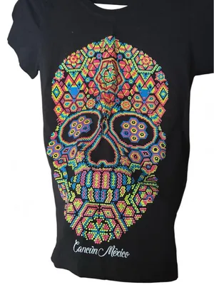 Sugar Skull Tee Black Spooky Graphic Euro Cotton Casual Y2K Bright Festival S thumbnail 2
