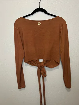 Indigo Luna Agni Wrap Top Medium Plant Viscose Yoga Ballet Boho Brown thumbnail 3