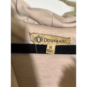 Democracy Faux‎ Fur Hooded Jacket Tan Button Front Cozy Warm Size M thumbnail 3