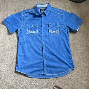 Buckle Black Men’s Blue Standard Fit Western Short Sleeve Button Down Shirt thumbnail 1