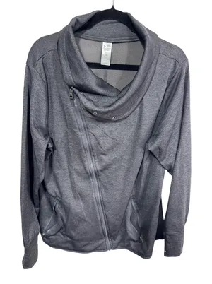 Champion XXL Gray Full Zip Jacket Women's Duo Dry Cowl Neck Asymmetrical thumbnail 1