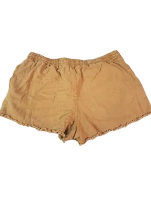 Volcom Women's Brown Cut Off Shorts L 100% Cotton Fringe Drawstring thumbnail 2